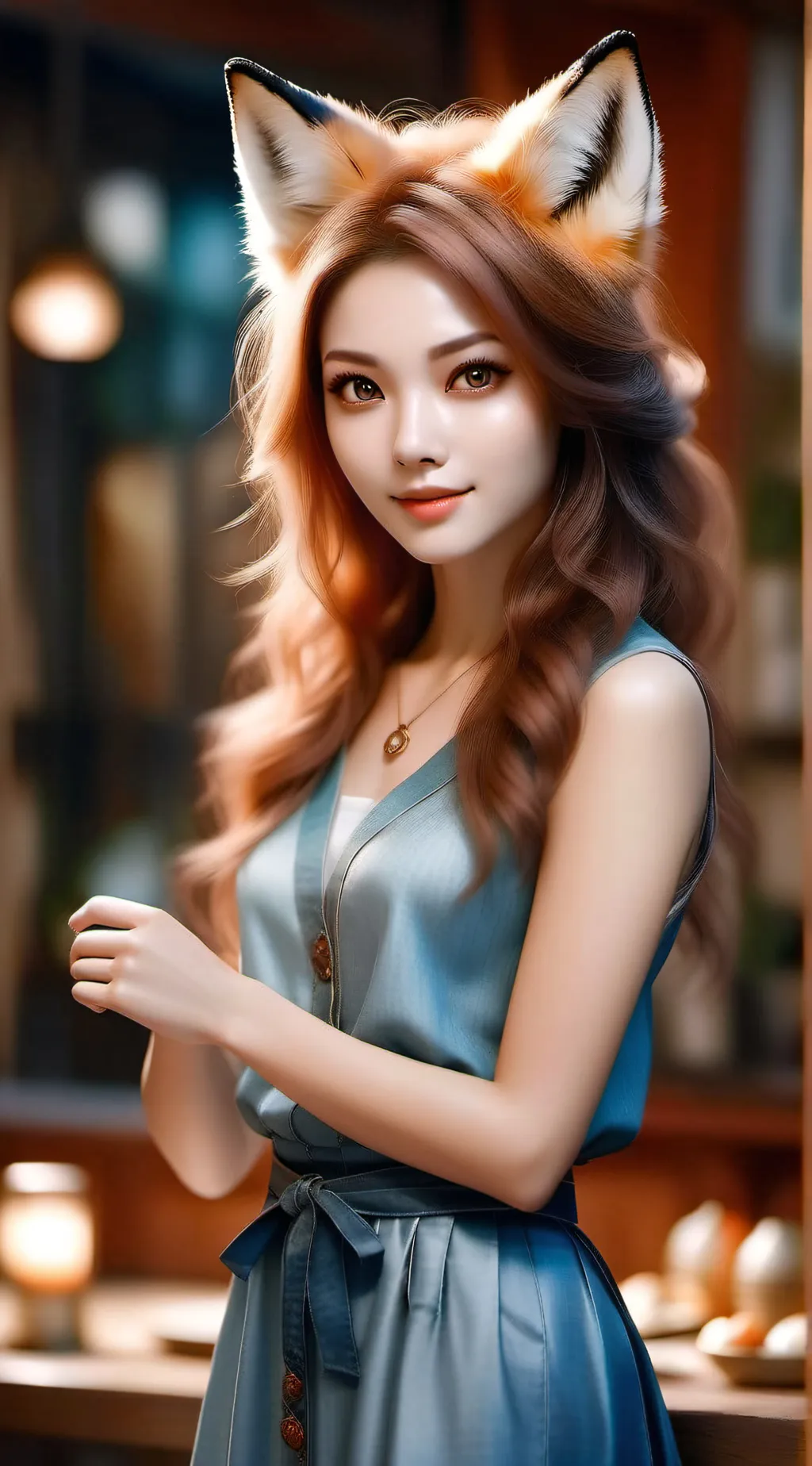 ai character: fox girl  background