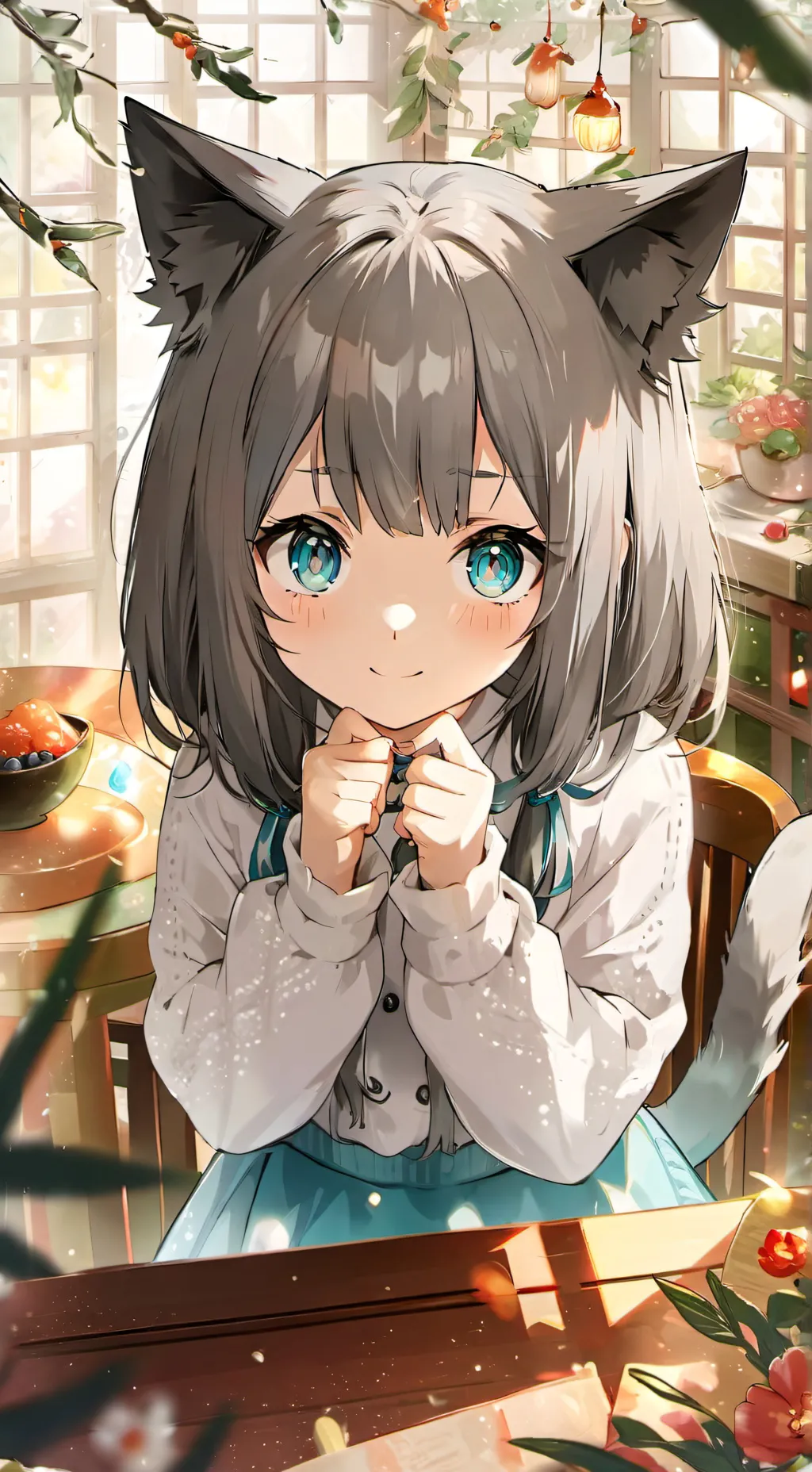 ai character: Gray Yoy Cat Furry background