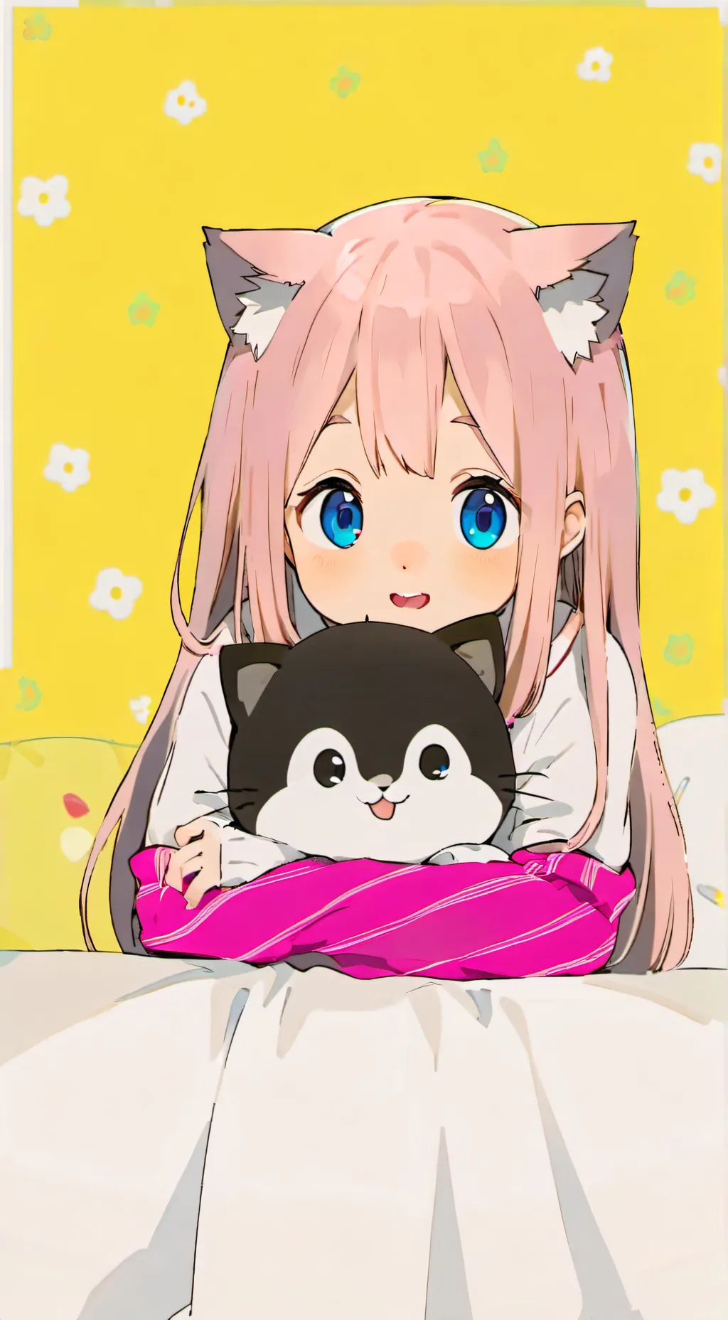 ai character: Pink Baby Feline Spirit background