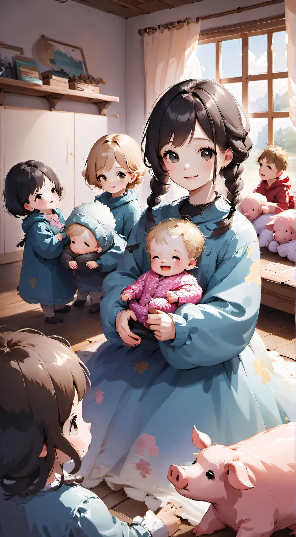 ai character: Adoption center background