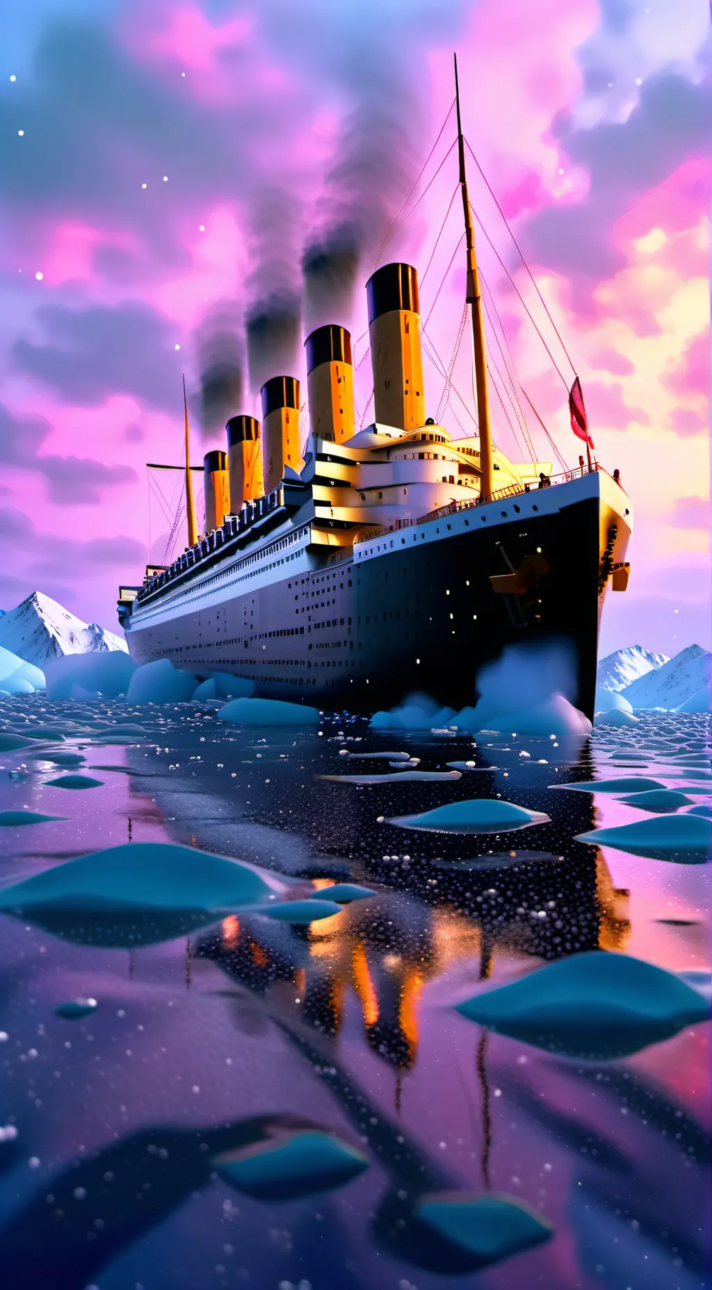 ai character: titanic sink background