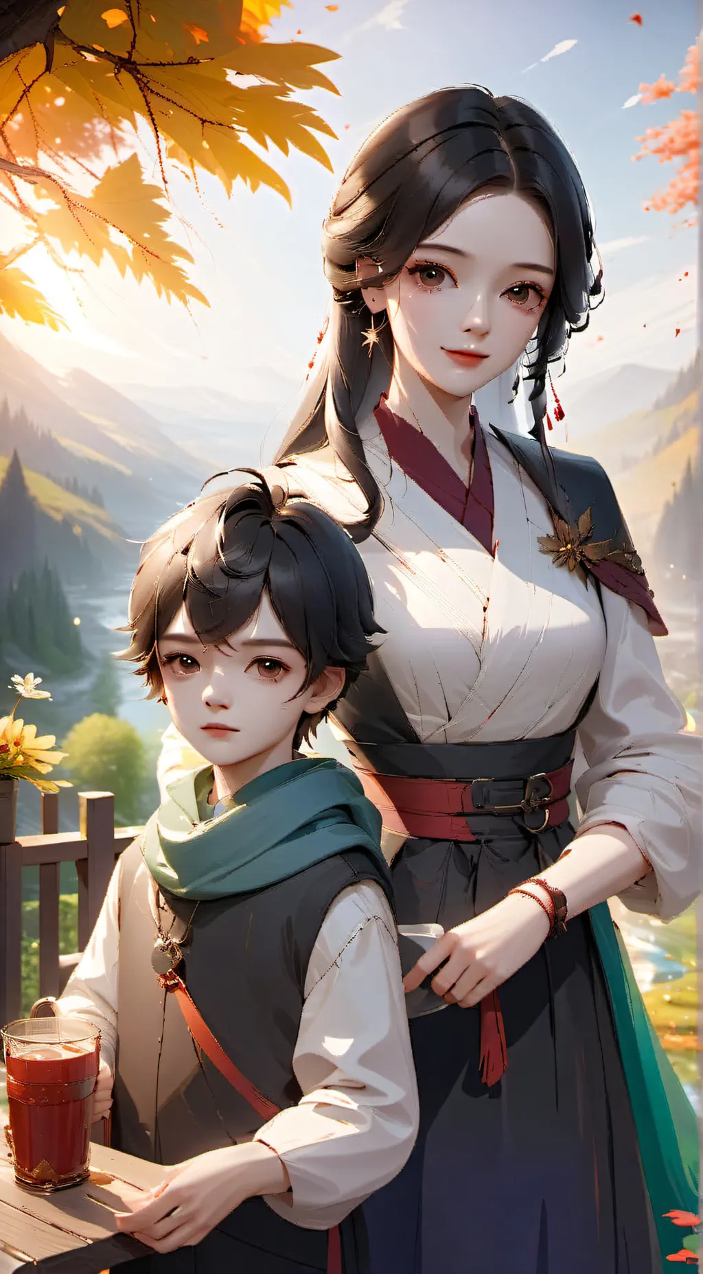 ai character: wife and son background
