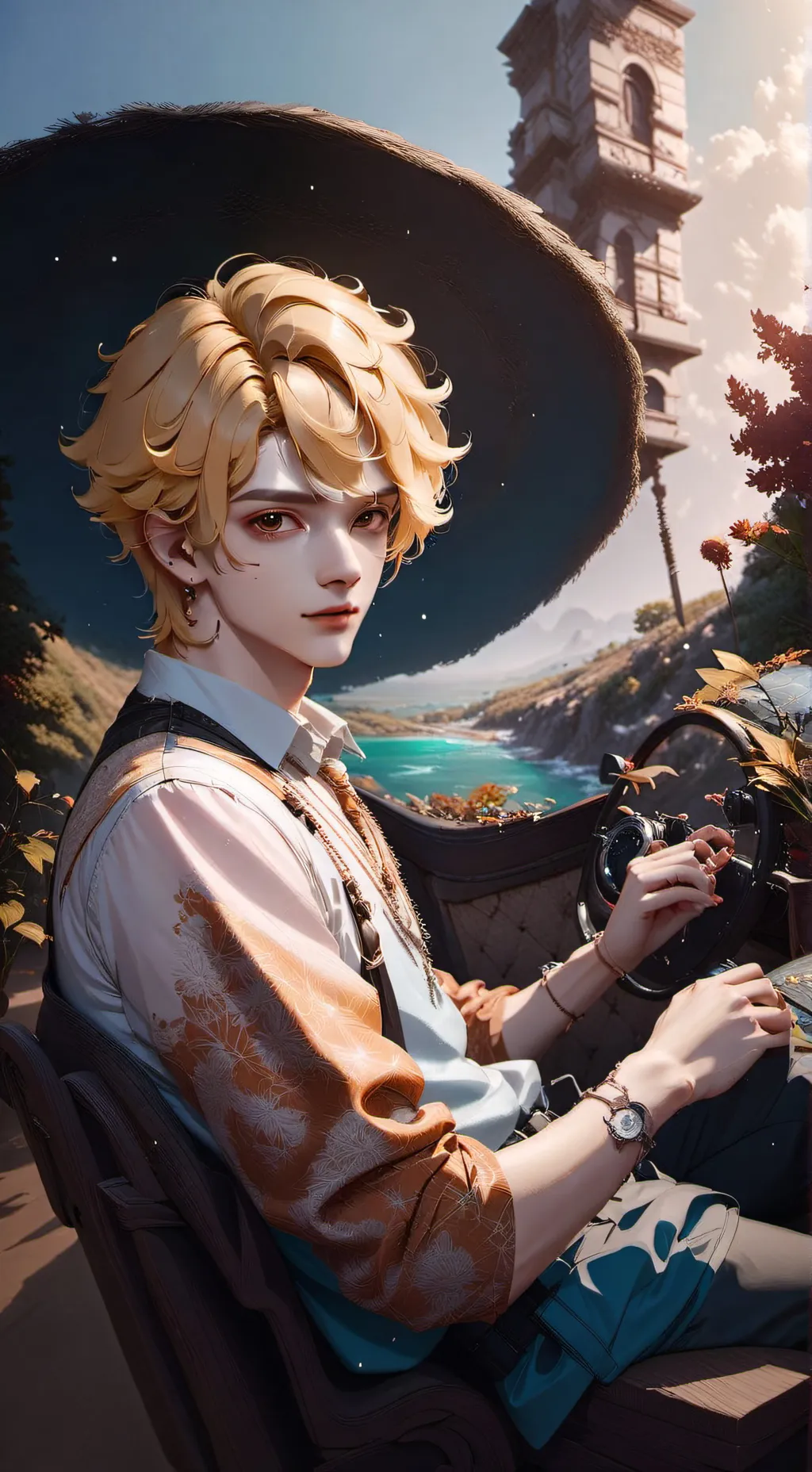 ai character: Haminations boat  background