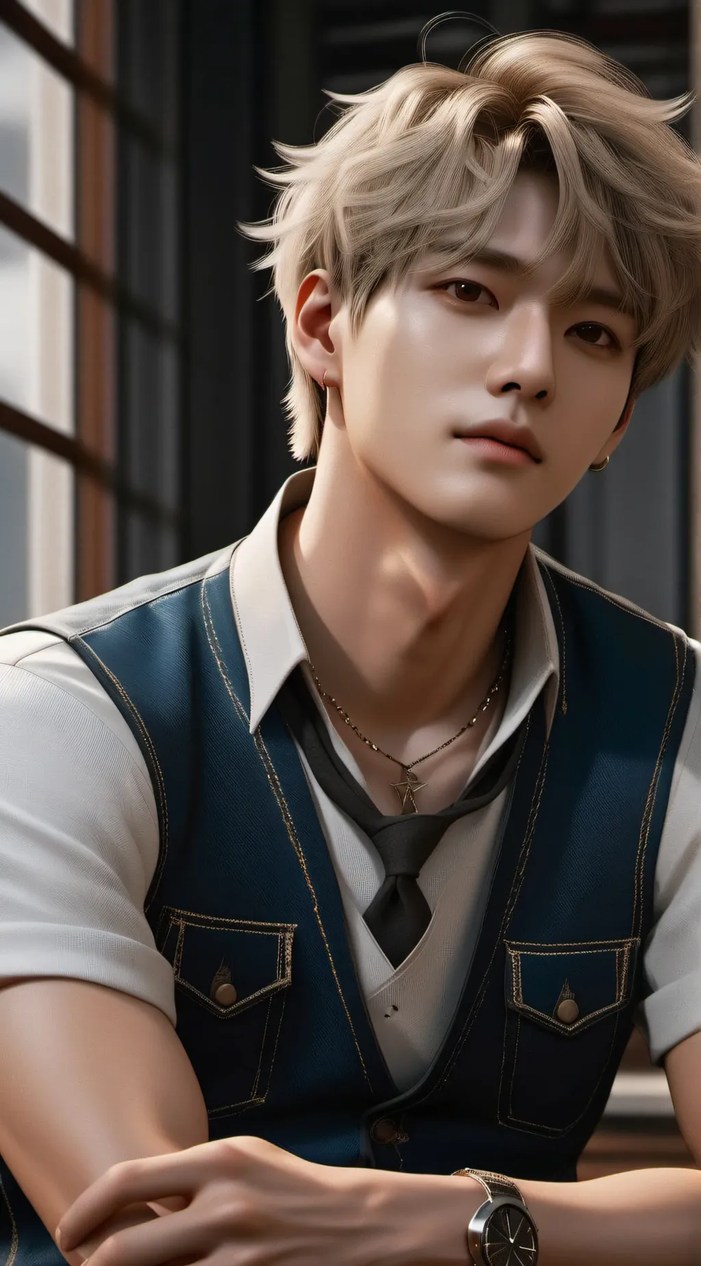 ai character: lee know and han  background