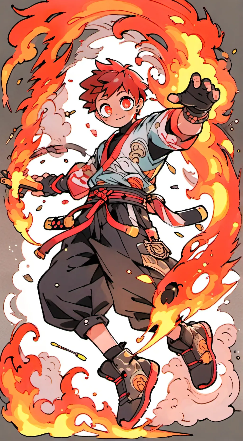 ai character: Fire element background