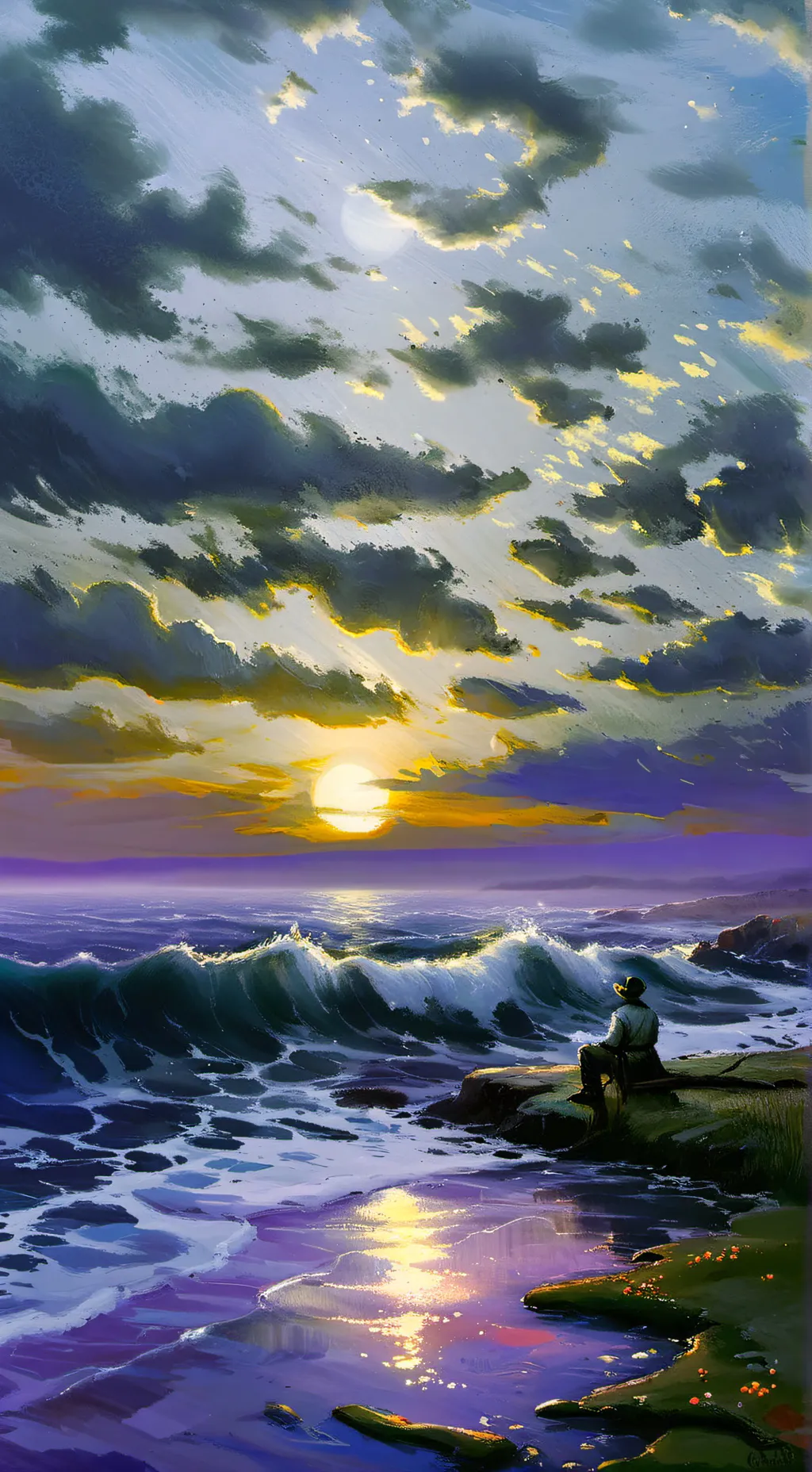 ai character: el atardecer background