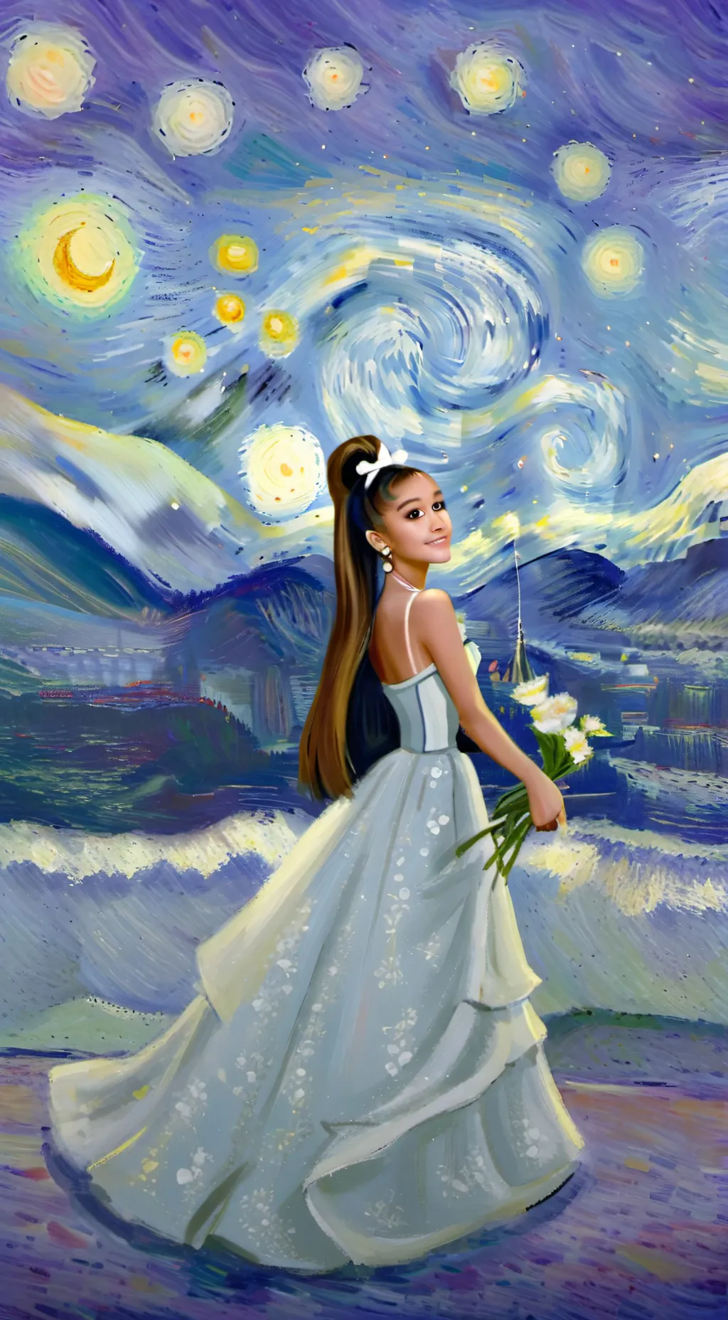 ai character: Ariana grande background