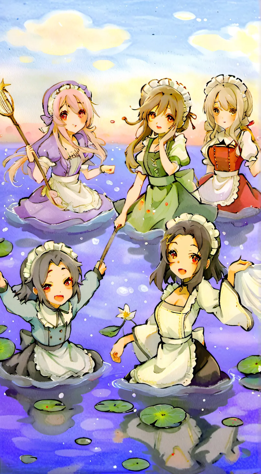 ai character: Lilly,Ema,Brisa,E  background