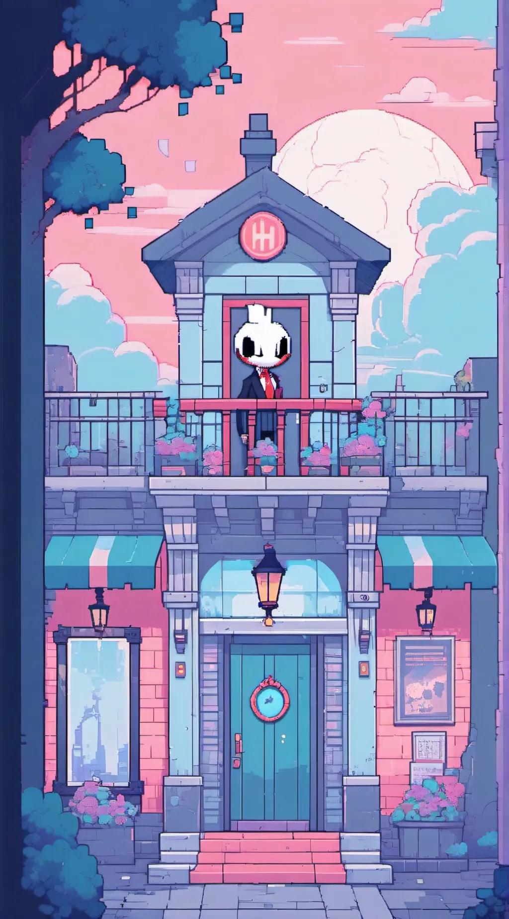 ai character: Radioapple background