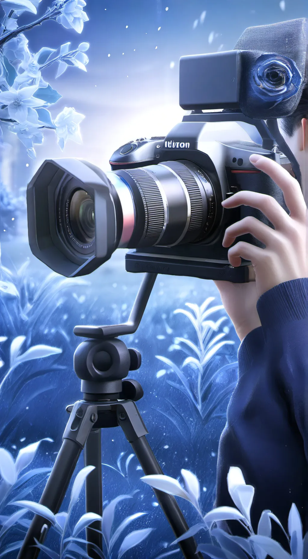 ai character: evil cameraman  background