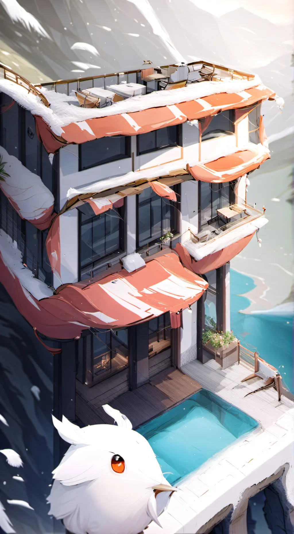 ai character: hazbin hotel snow background