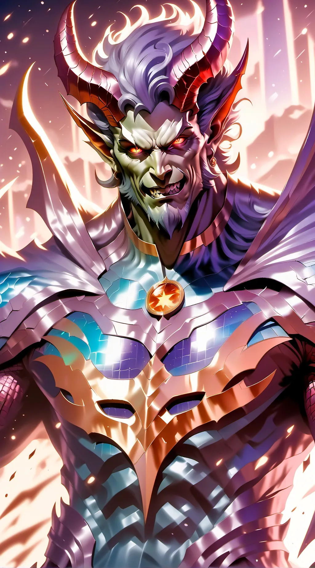 ai character: Satan DC comics.￼ background