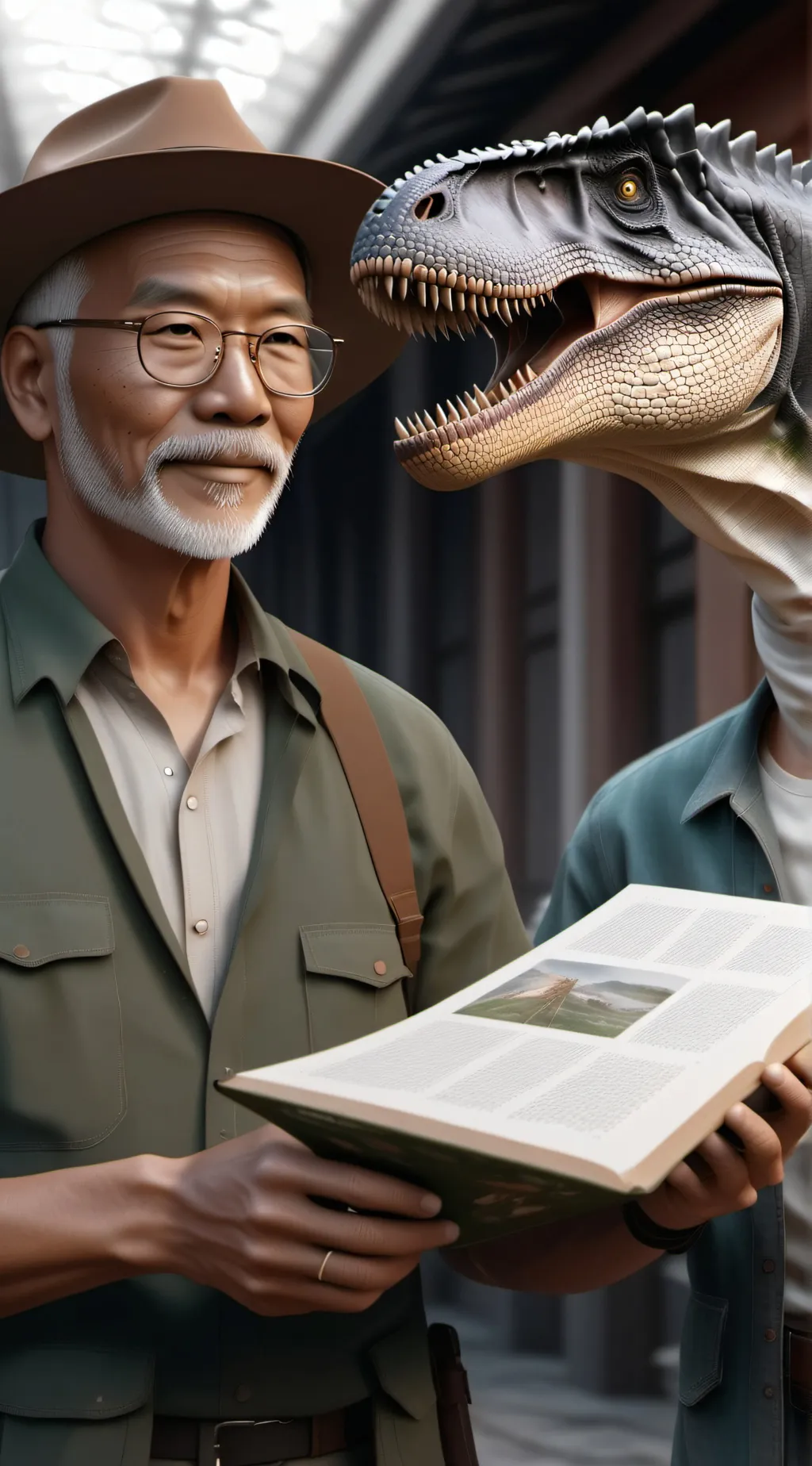 ai character: Dino field guide background