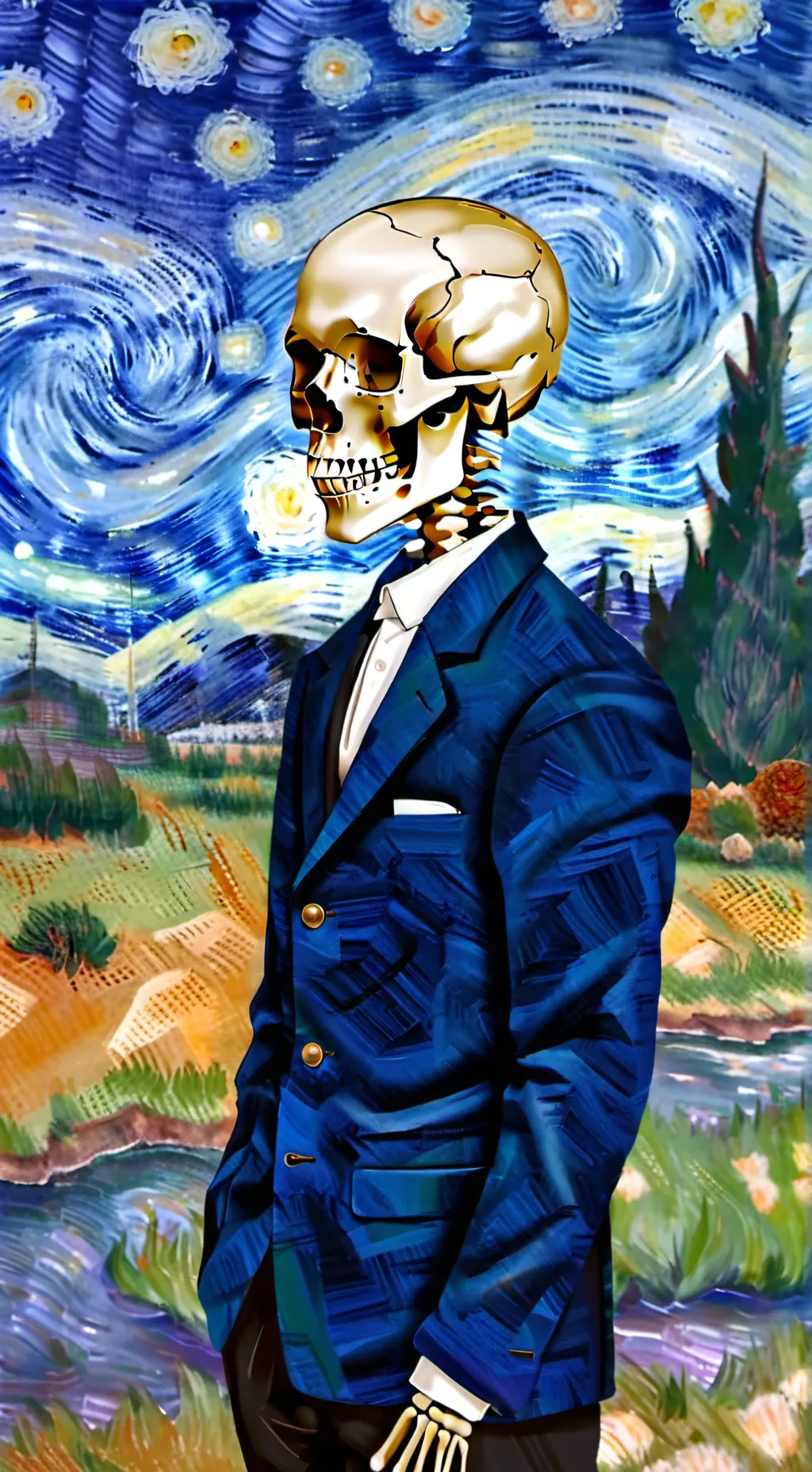 ai character: Sans at the SOUP background