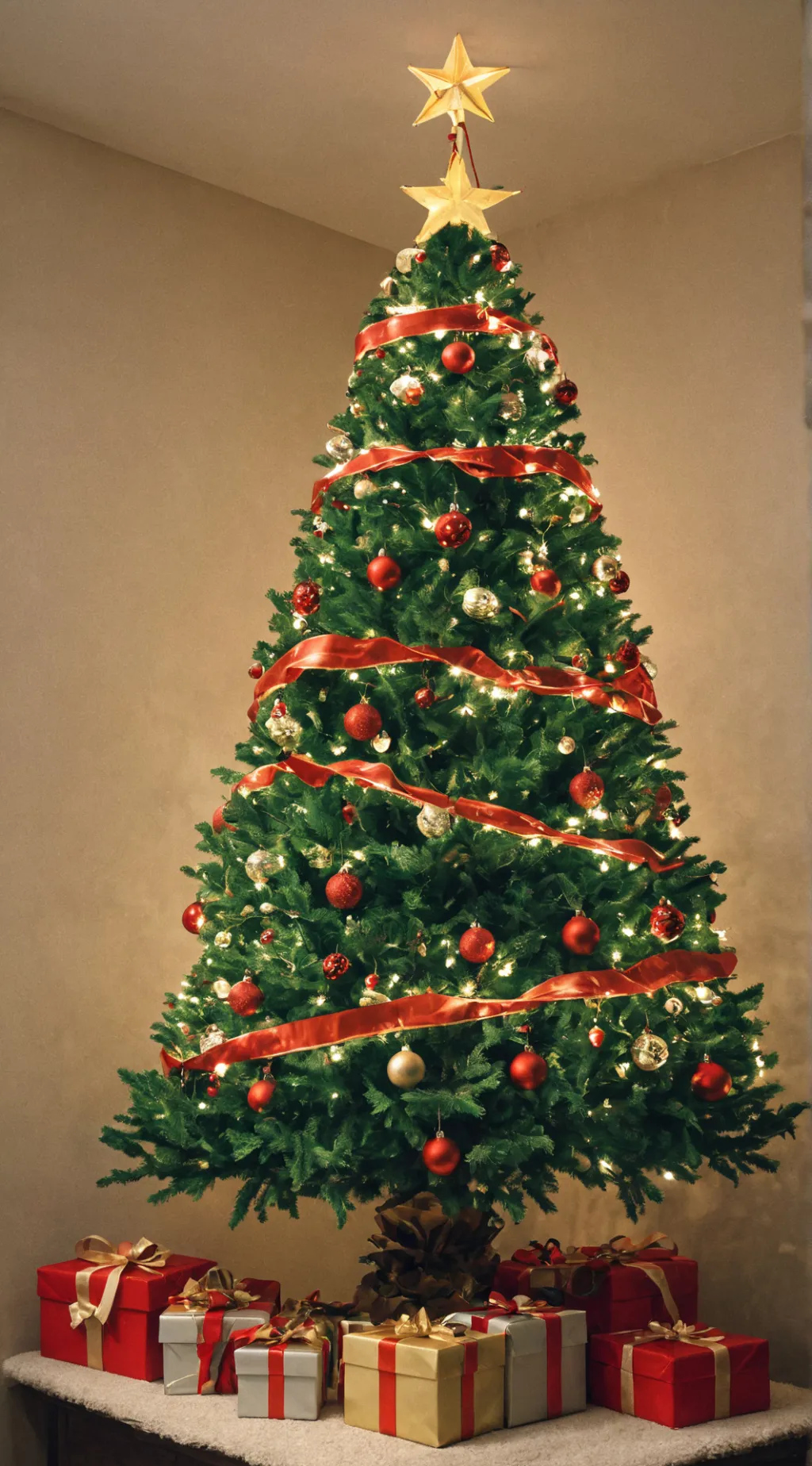 ai character: Christmas tree background