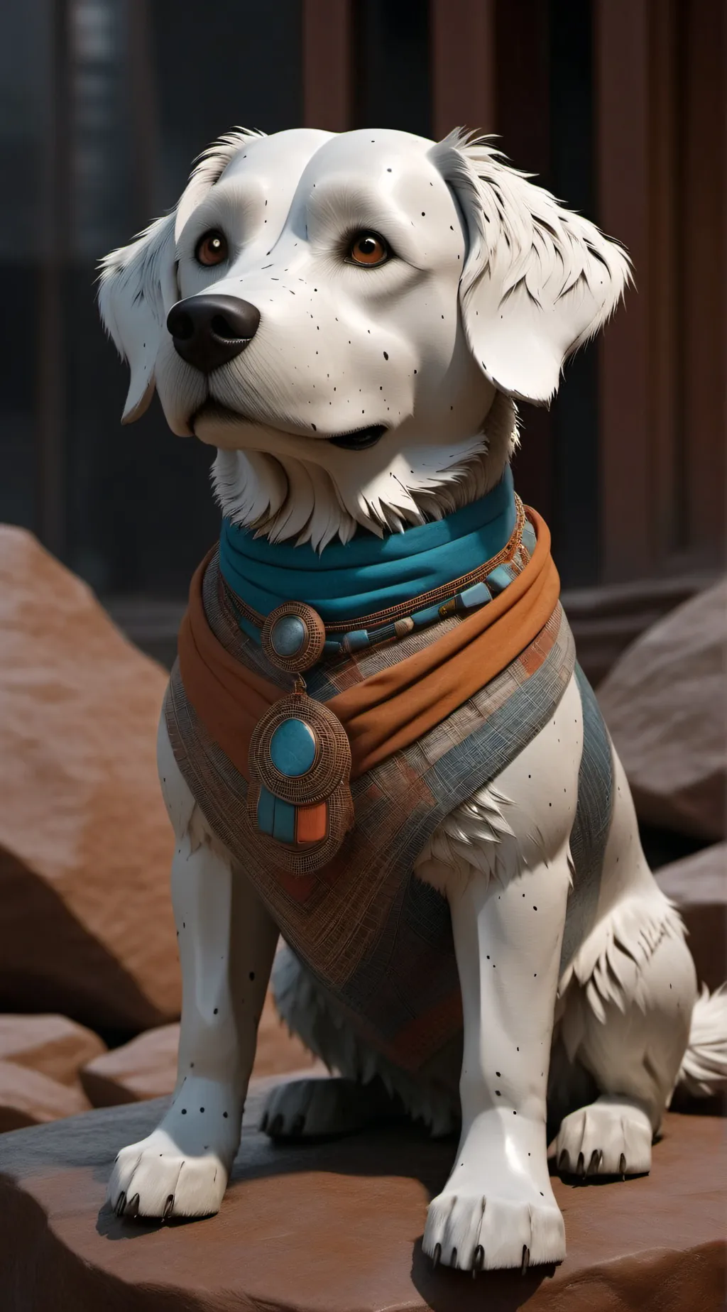 ai character: P E B B L E background