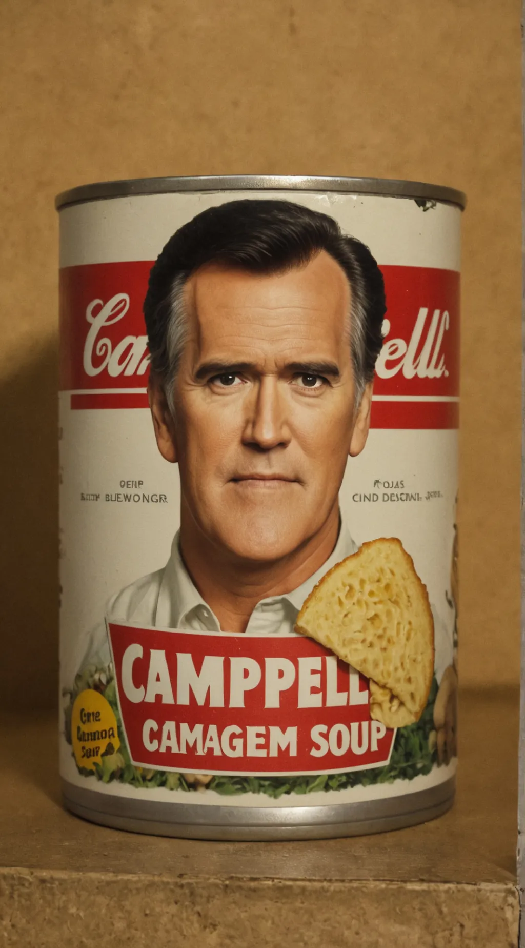 ai character: Bruce Campbellsoup background