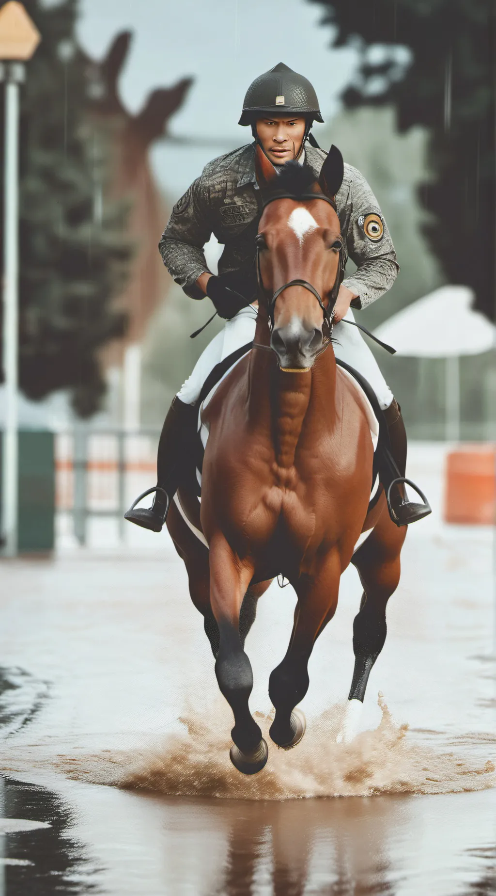 ai character: Military horse background