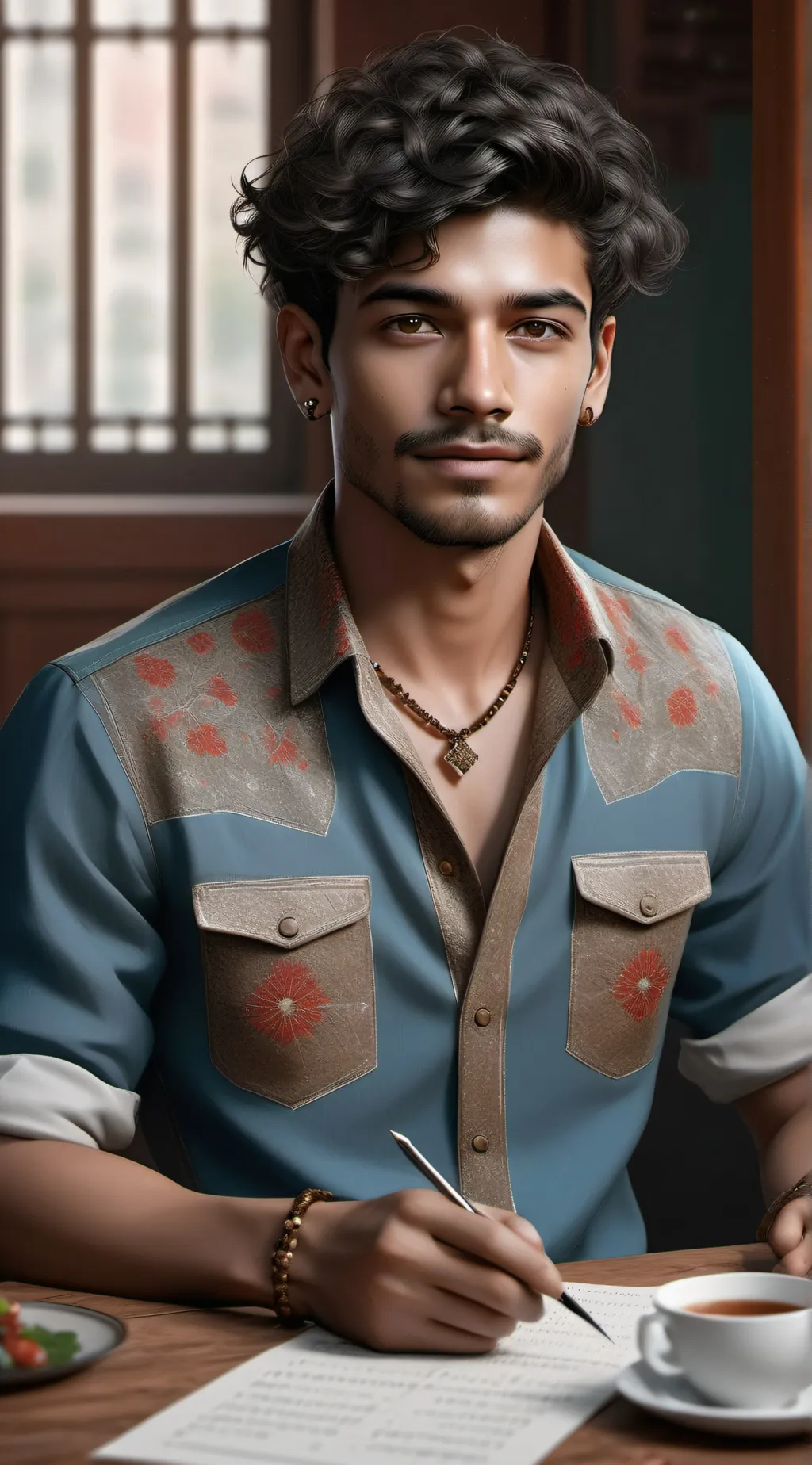 ai character: Roman  background