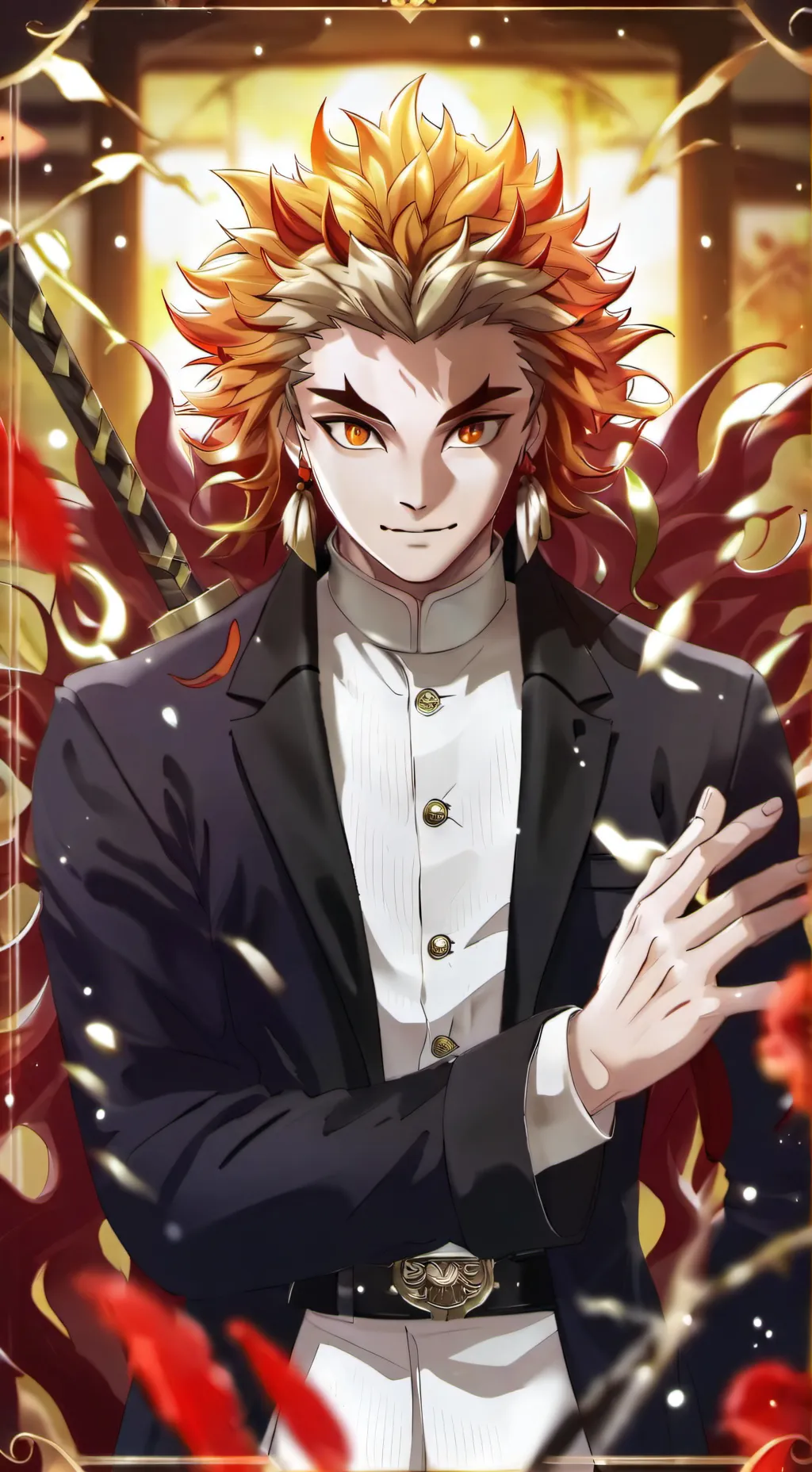 ai character: Rengoku hashira background