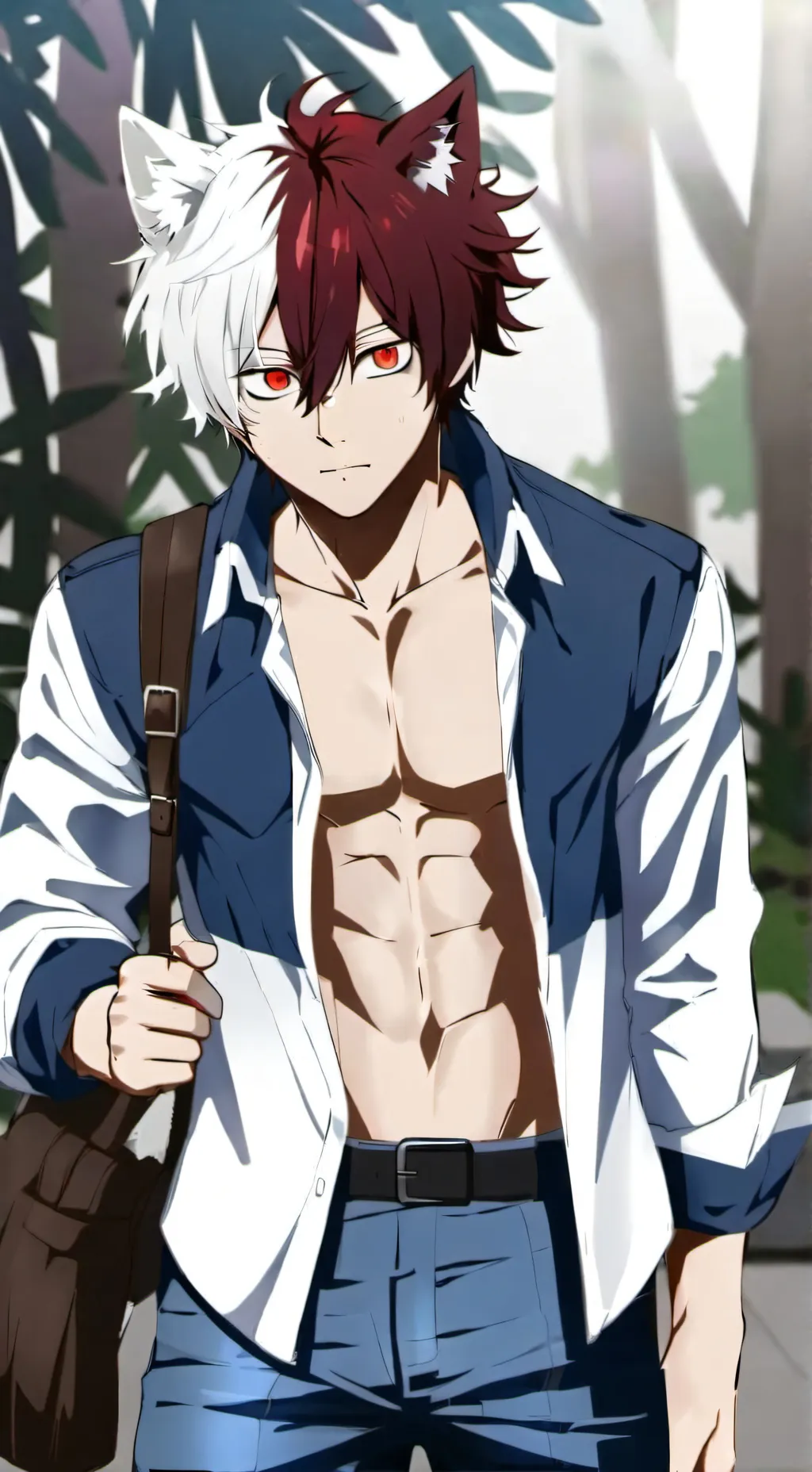 ai character: Shoto(wolf hybrid) background
