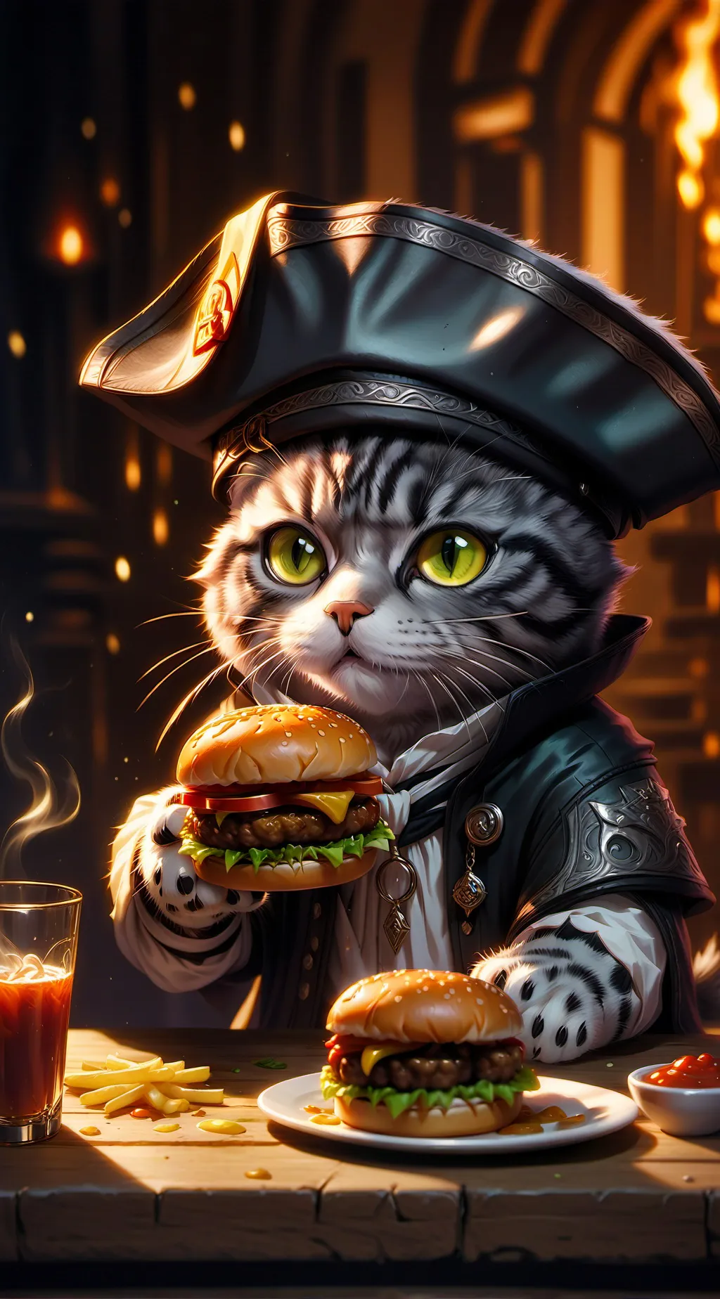 ai character: el gato sombrerero background