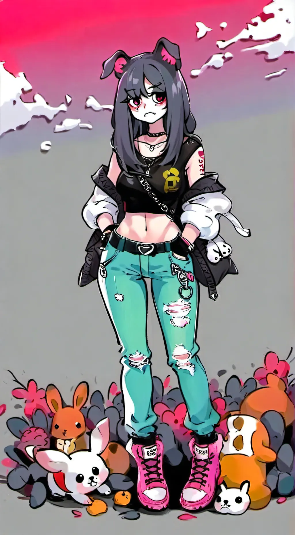 ai character: DogDepressed background