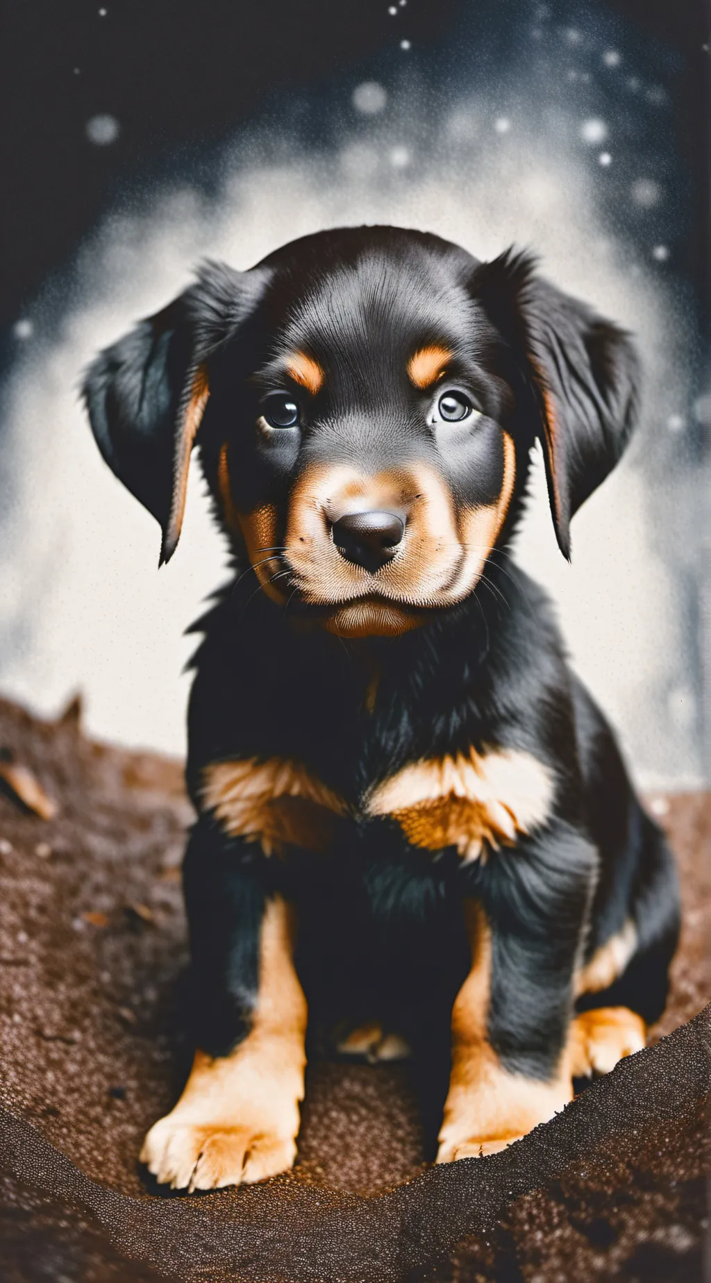 ai character: a stary puppy background