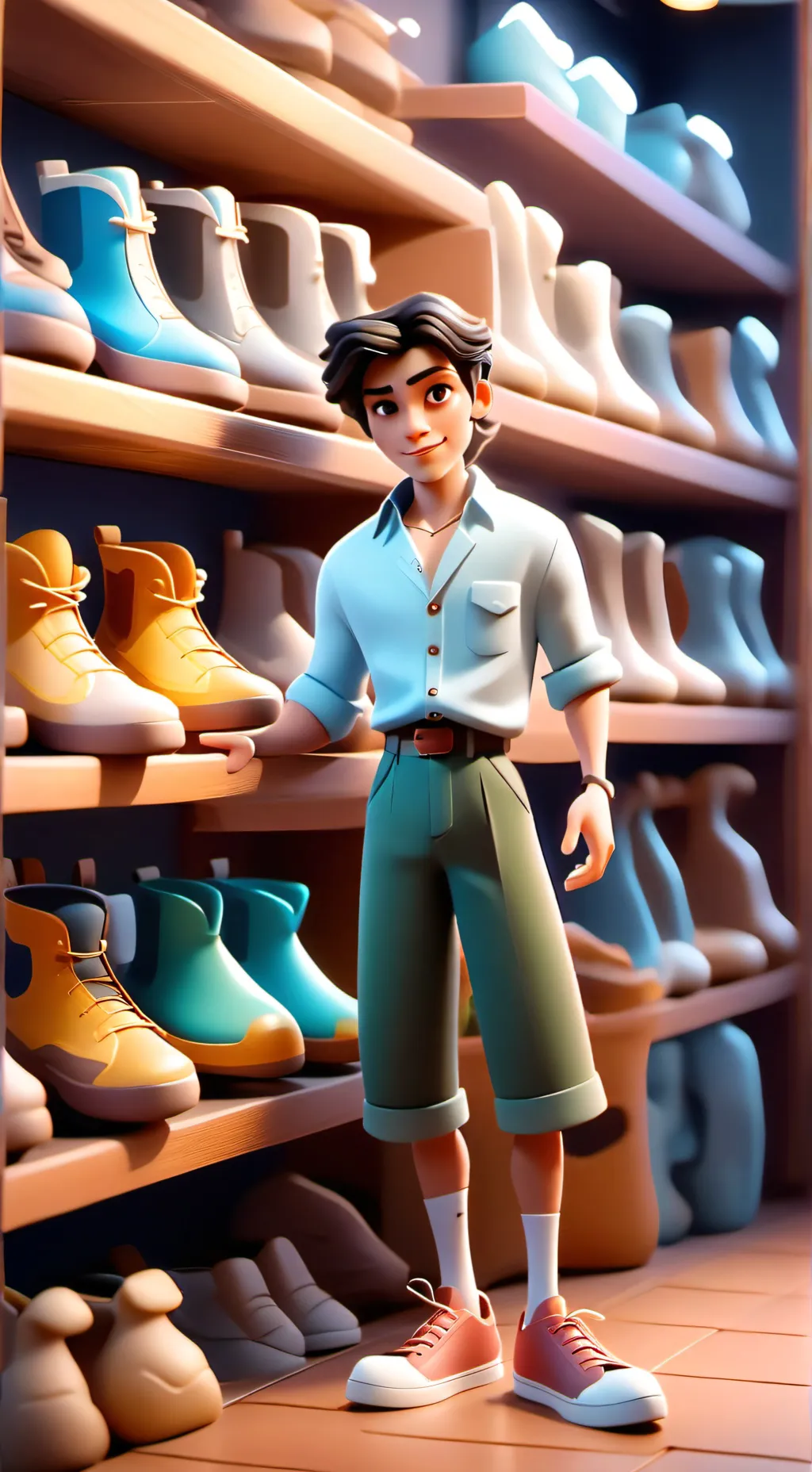 ai character: WHERE ARE UR SHOES background