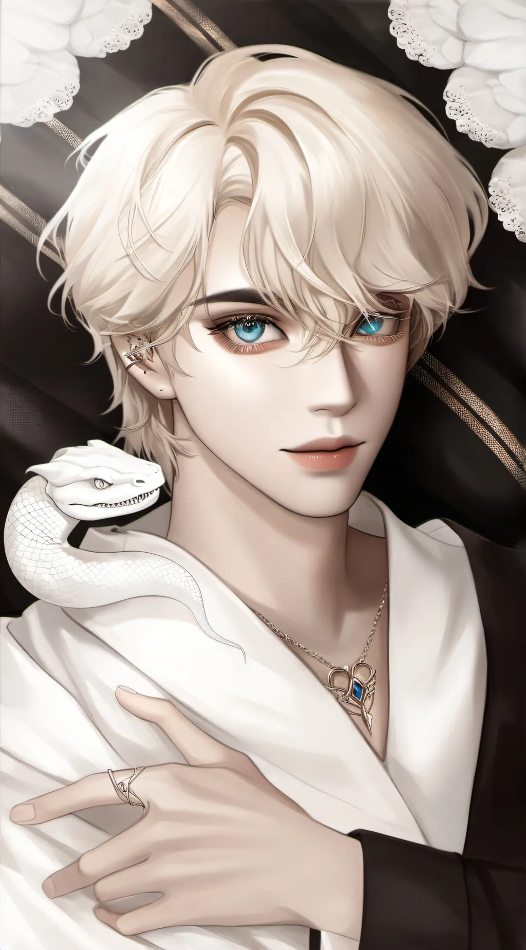 ai character: Draco 🍏 🪄 🐍 💚 🖤  background