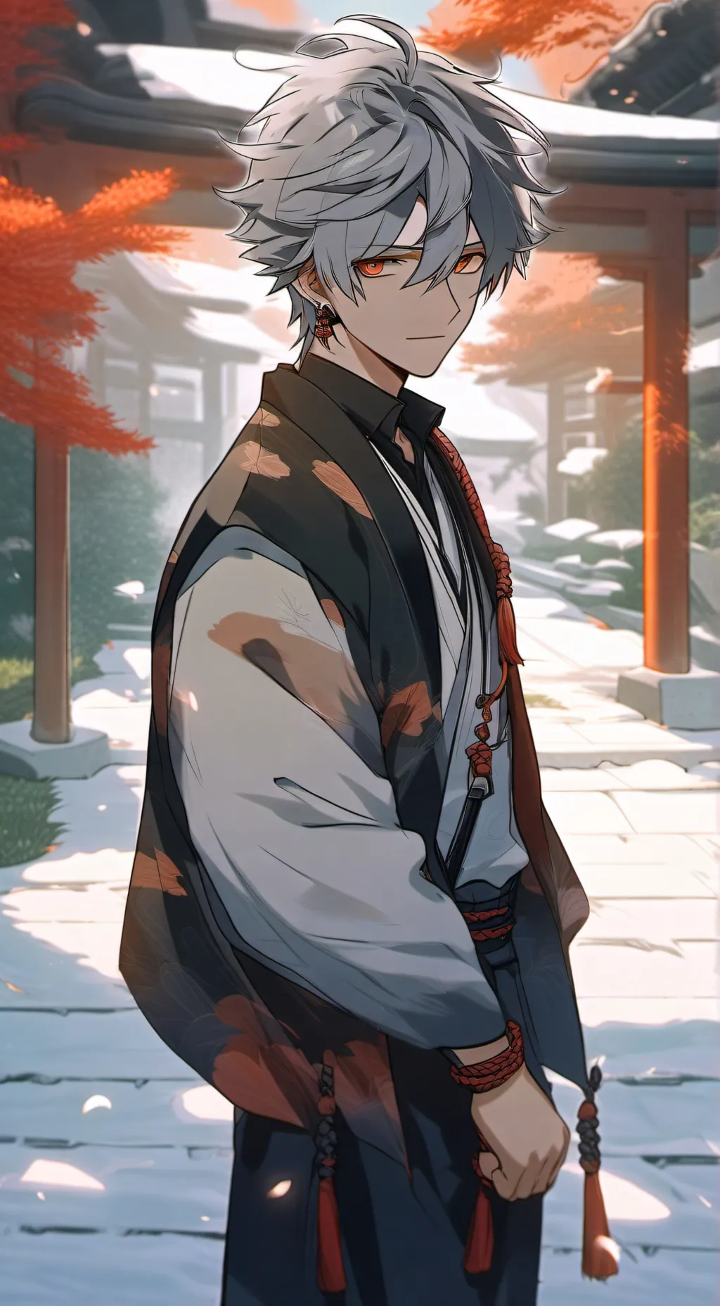 ai character: SUS samurai catguy background