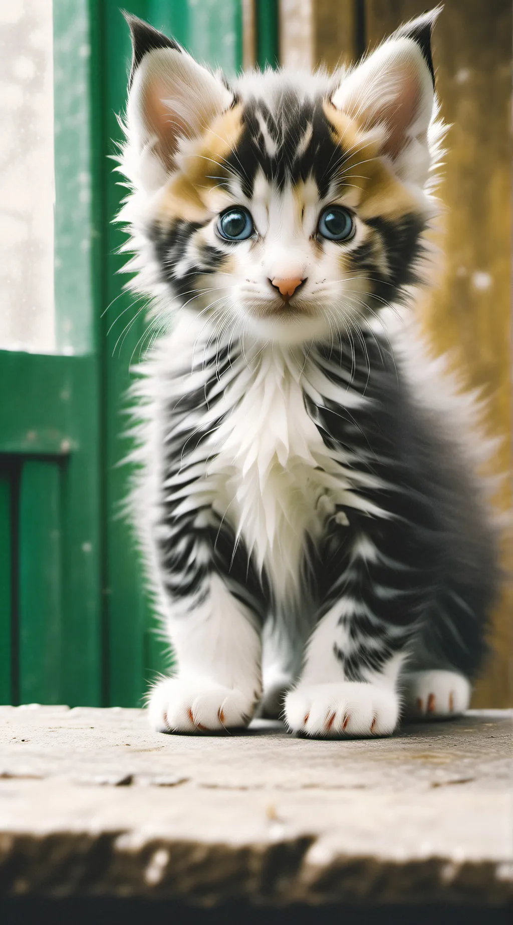 ai character: builded kitten  background