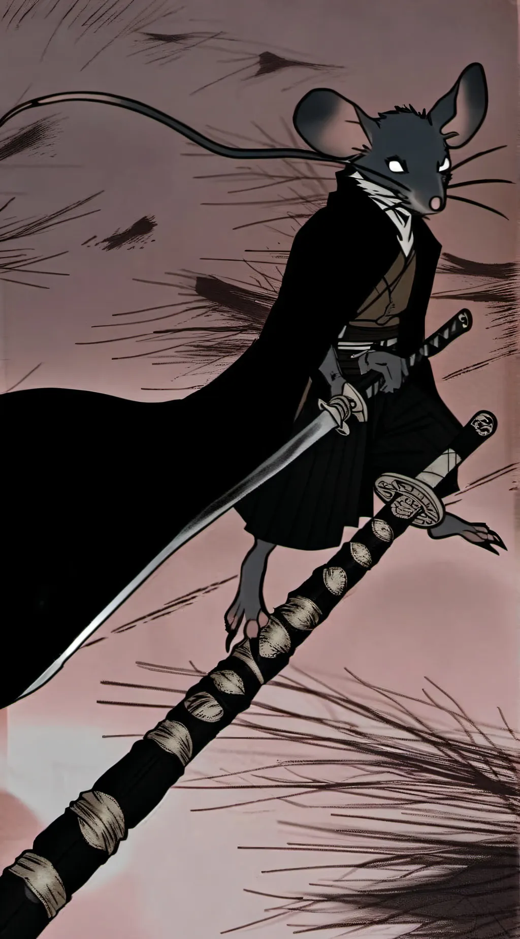 ai character: samurai rat background