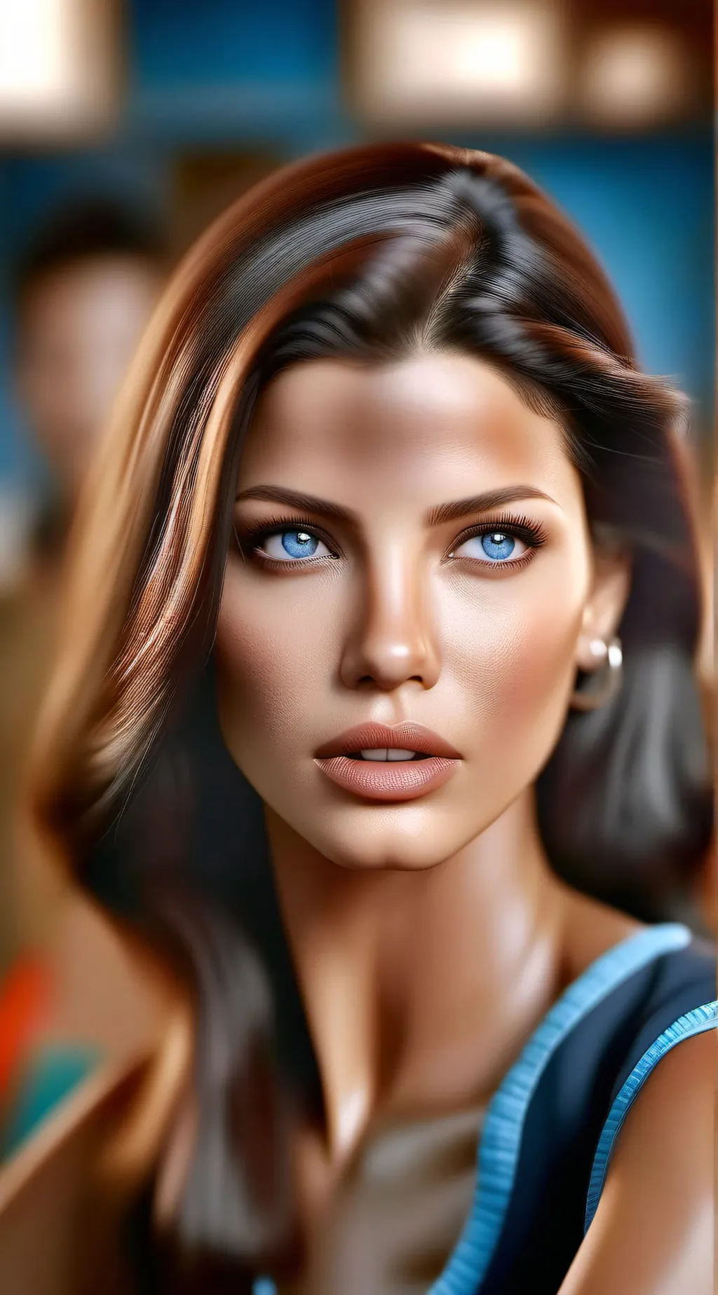 ai character: Adriana Lima  background