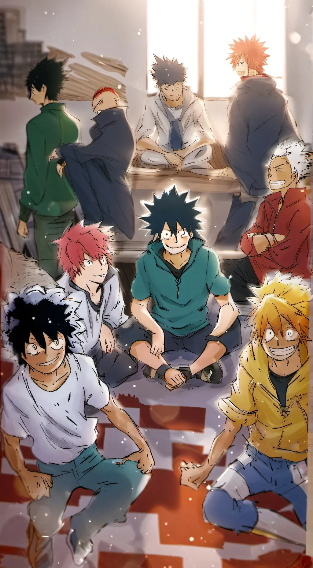 ai character: MHA boys sleepover background