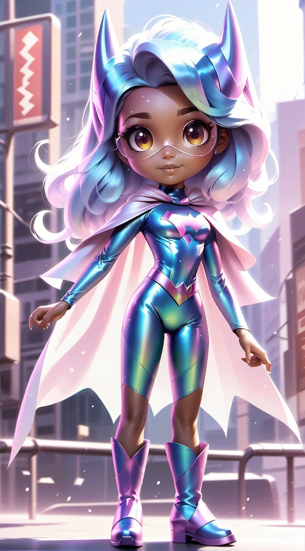 ai character: blue girl background