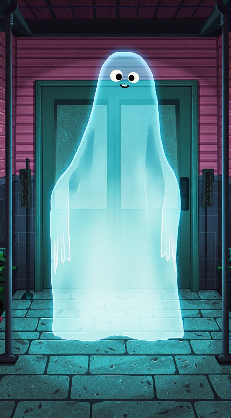 ai character: CRAZY GHOST background