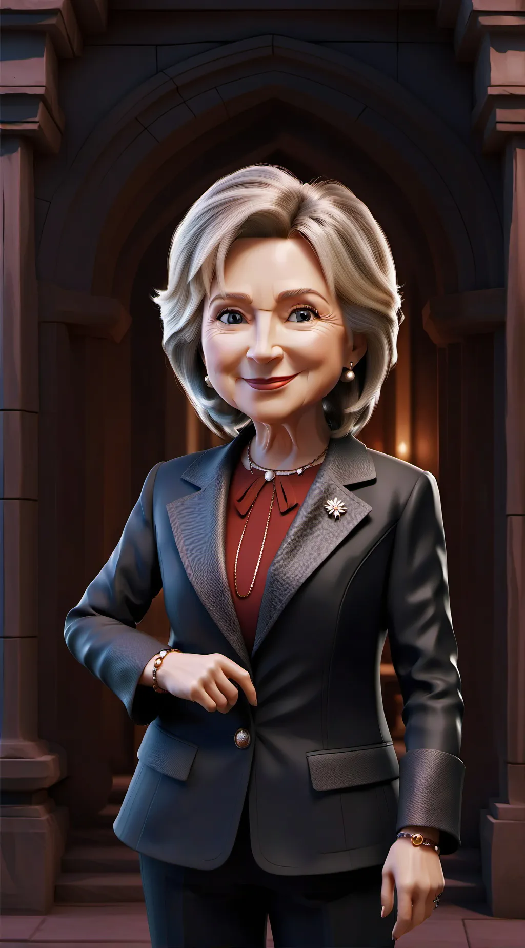 ai character: Hillary Clinton  background