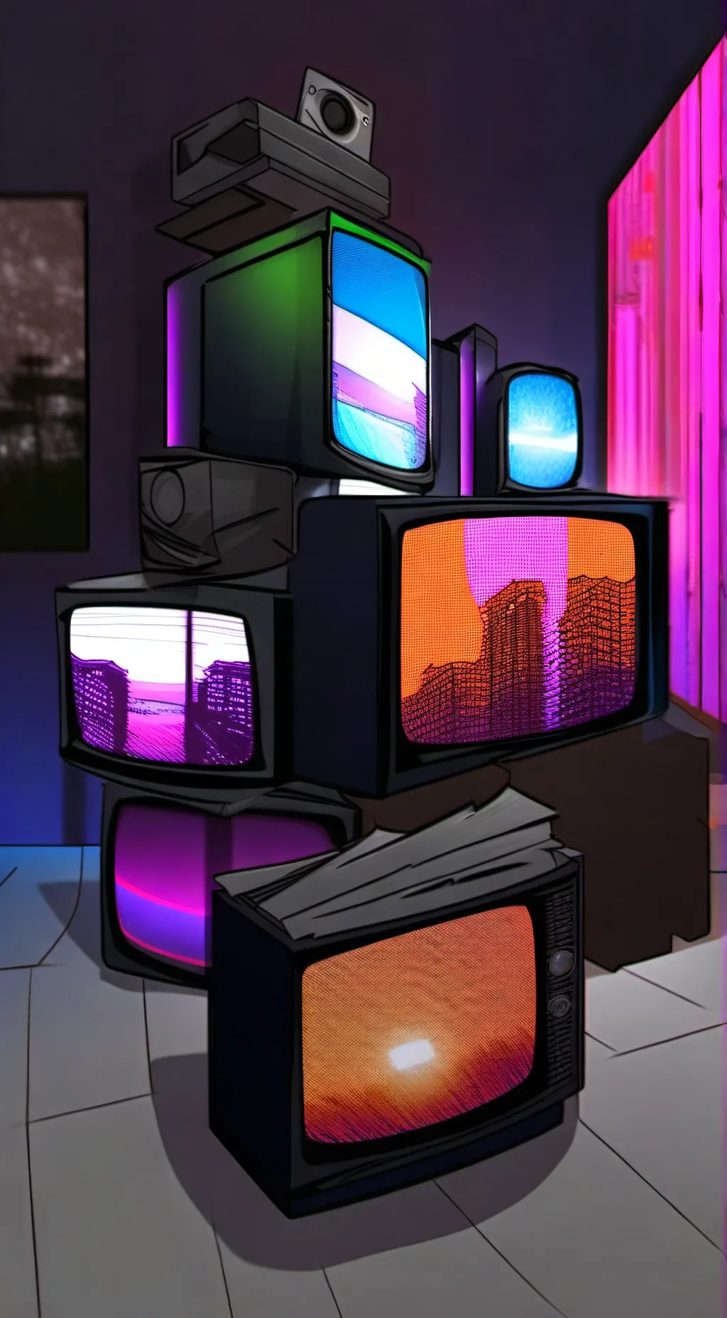 ai character: base TV  background