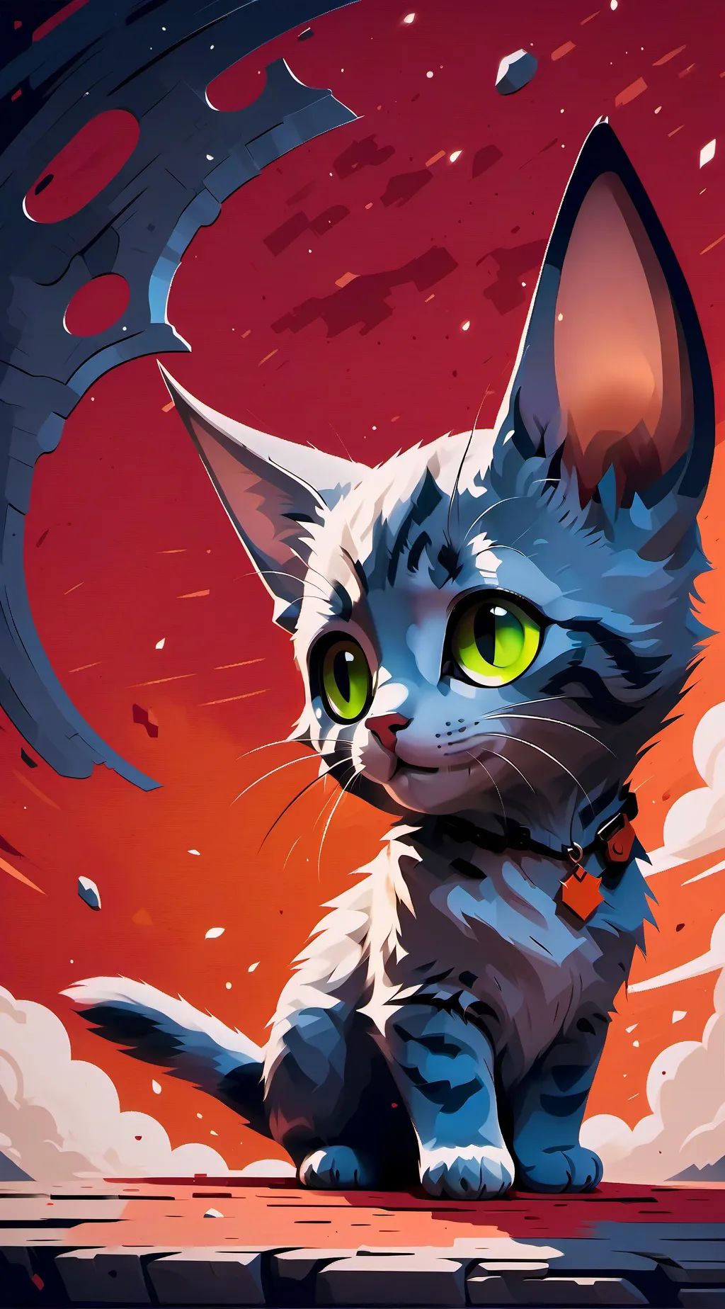 ai character: Gray but a kitten background