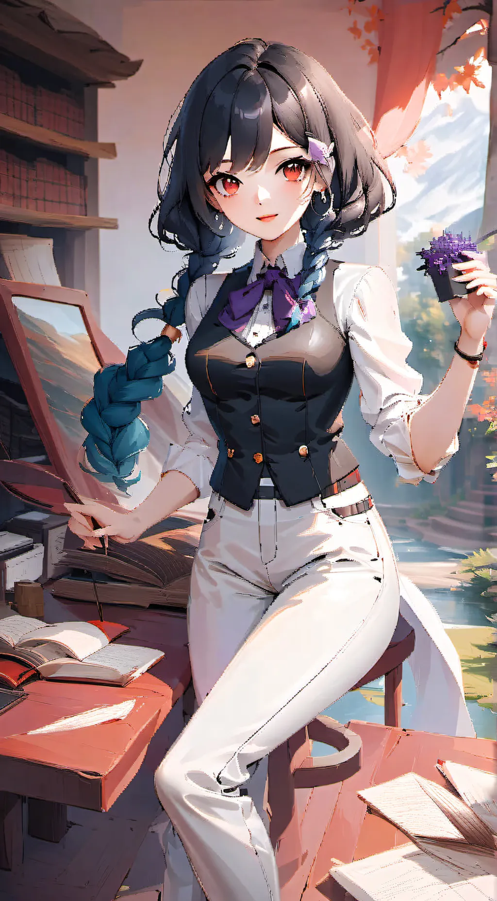 ai character: professoressa AOI background