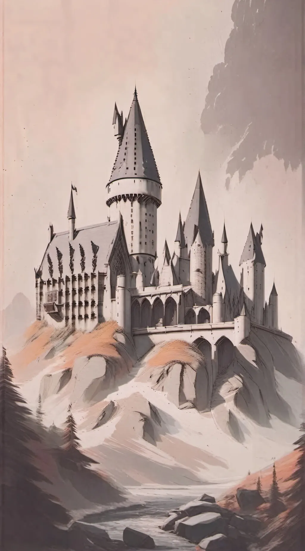 ai character: Hogwarts sad again background