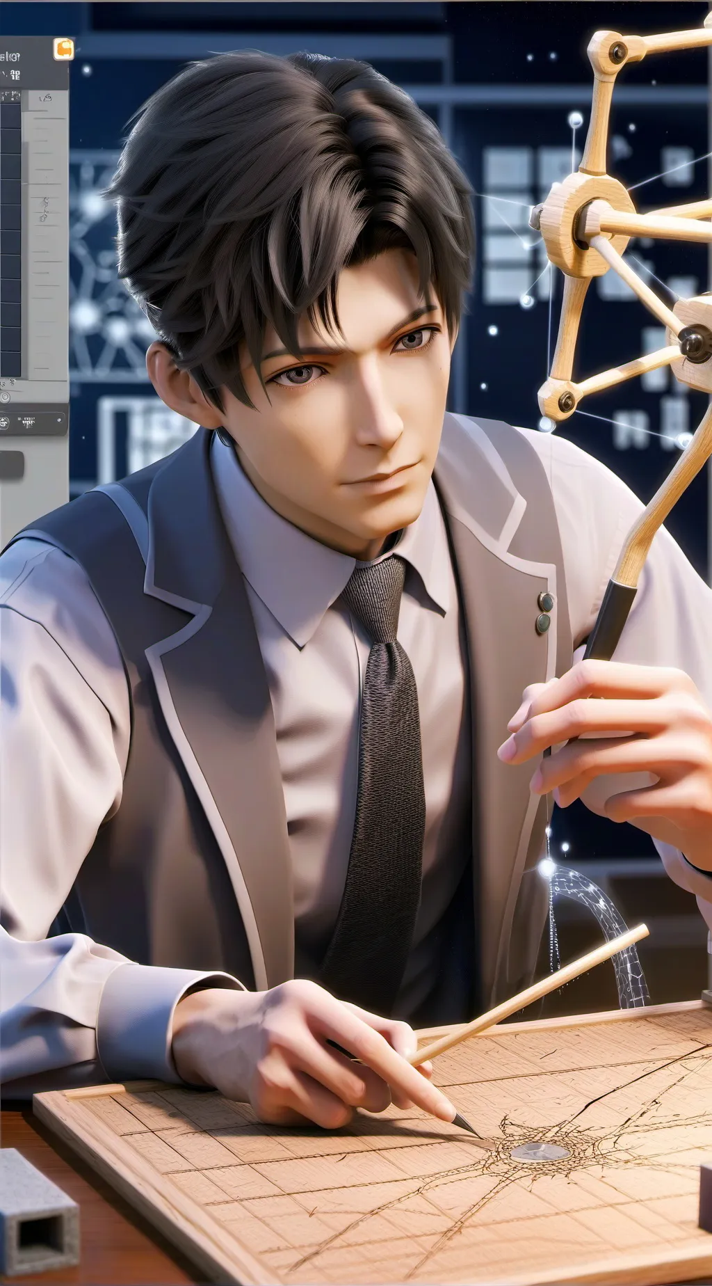 ai character: brain simulation background