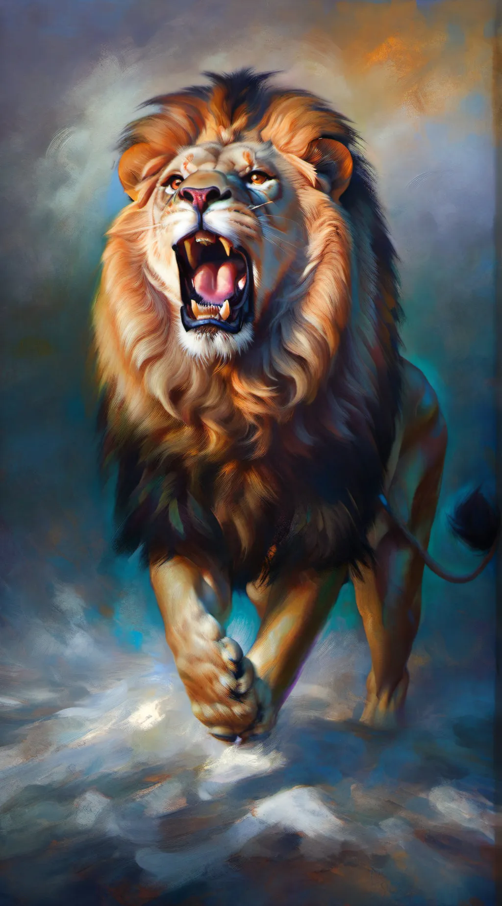 ai character: lion in your car.. background