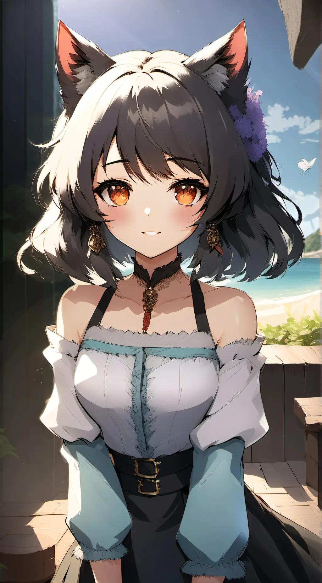 ai character: cat girl  background