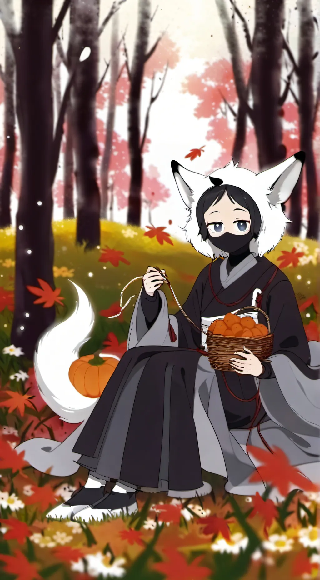 ai character: Gray background