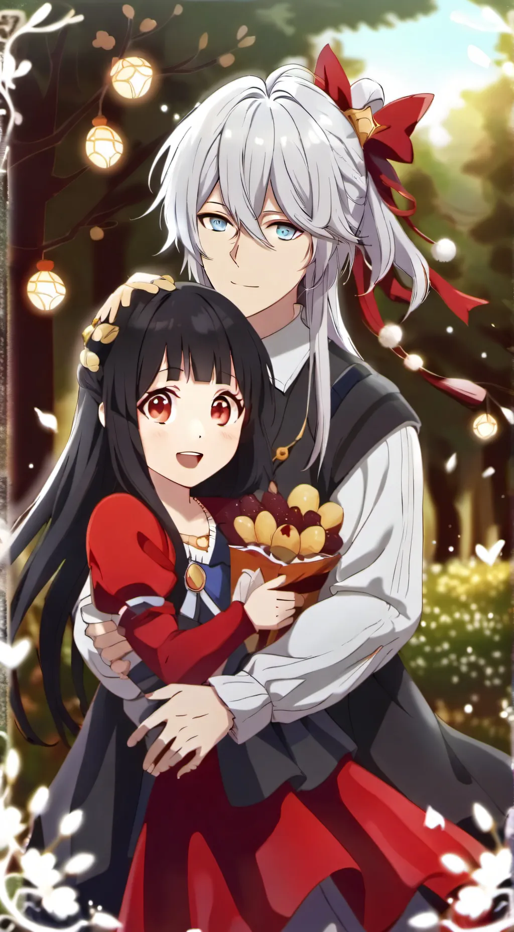 ai character: rose and snow background