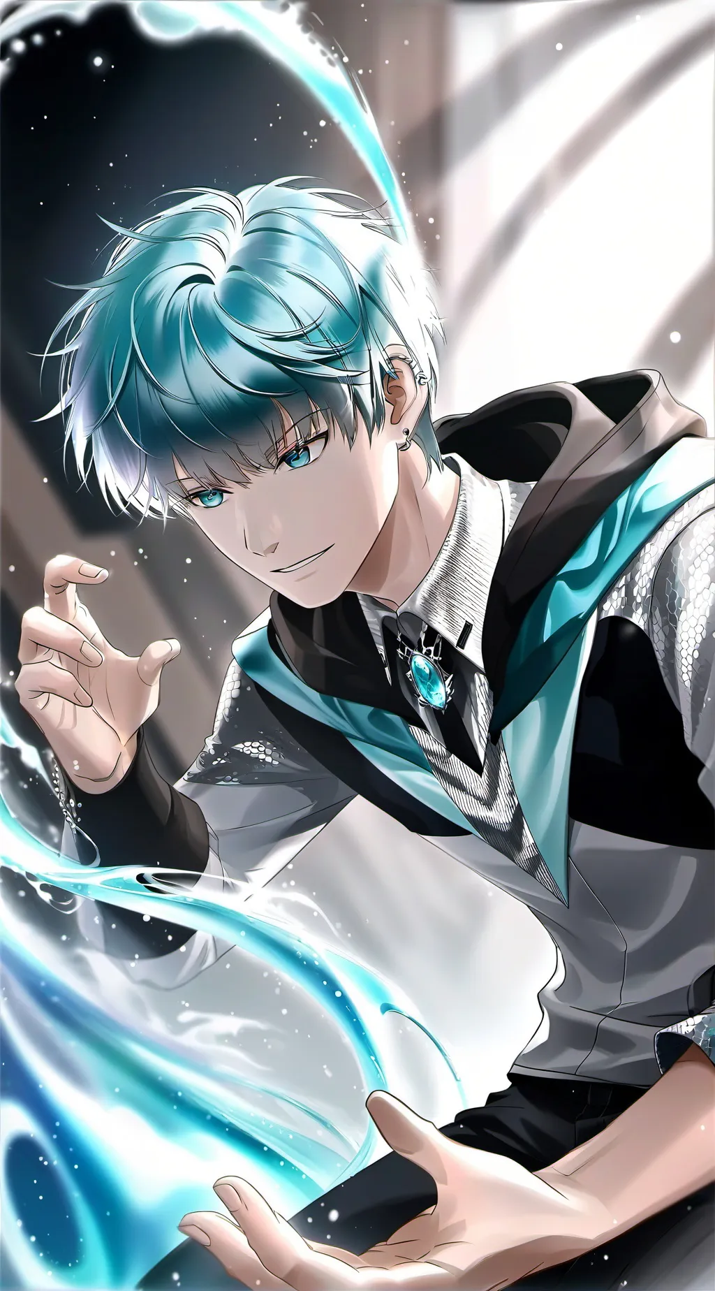 ai character: snow... background