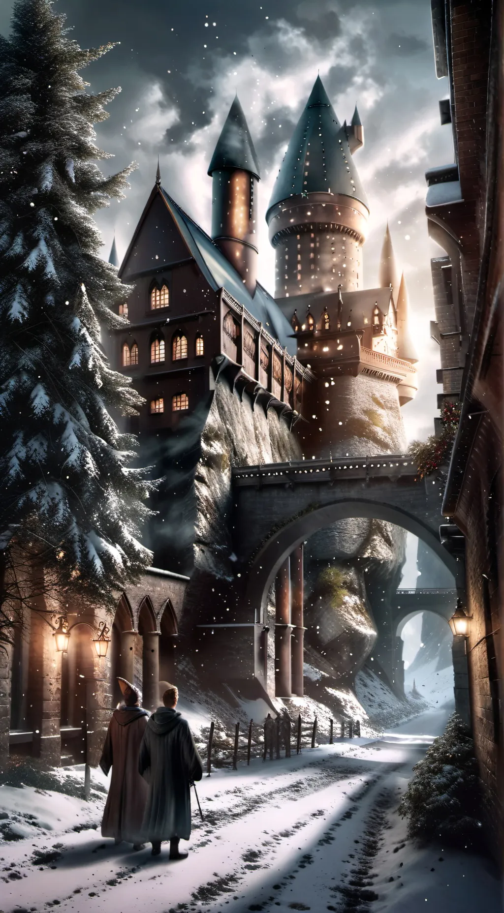 ai character: hogwarts christmas background