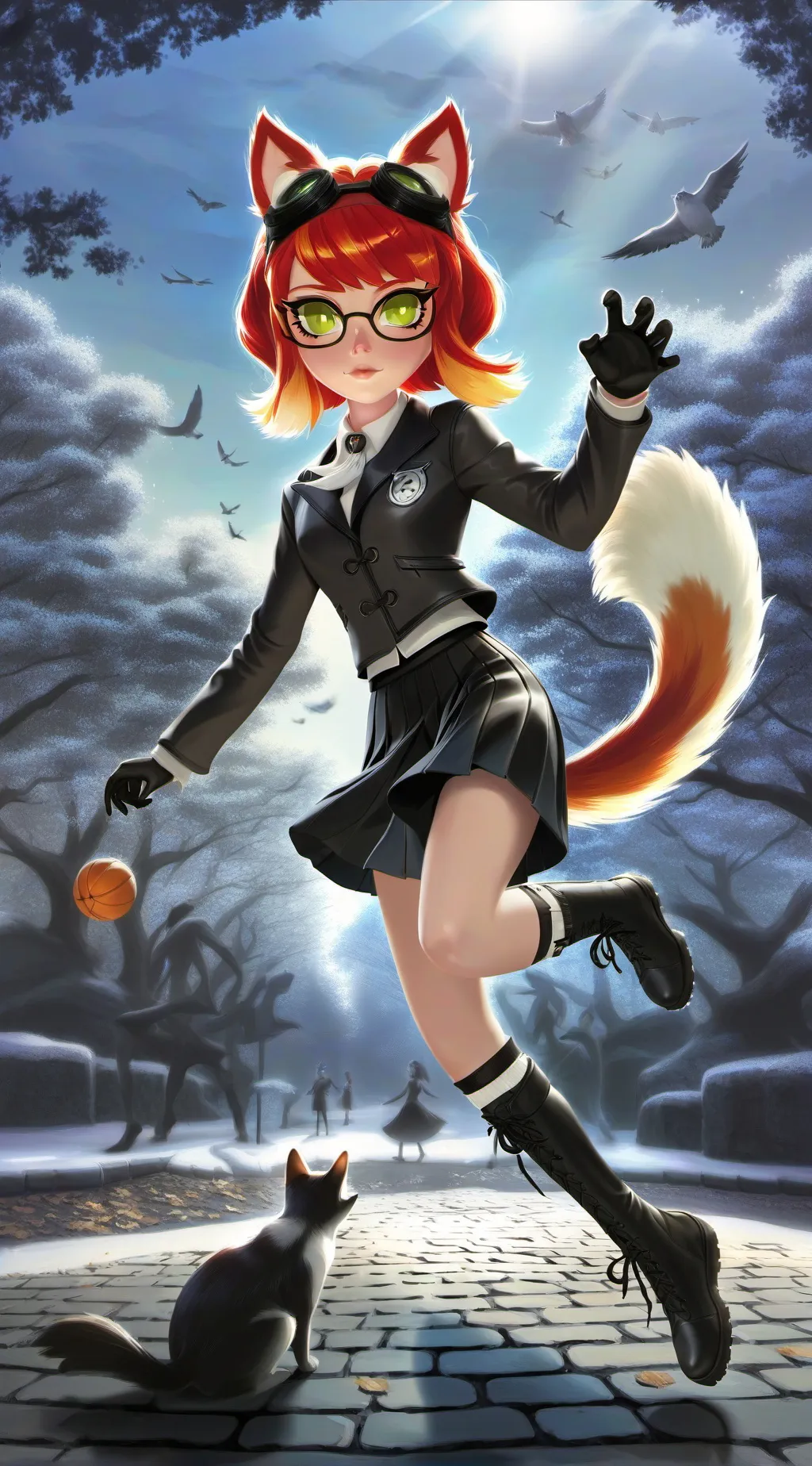 ai character: Ruby and cat girl  background